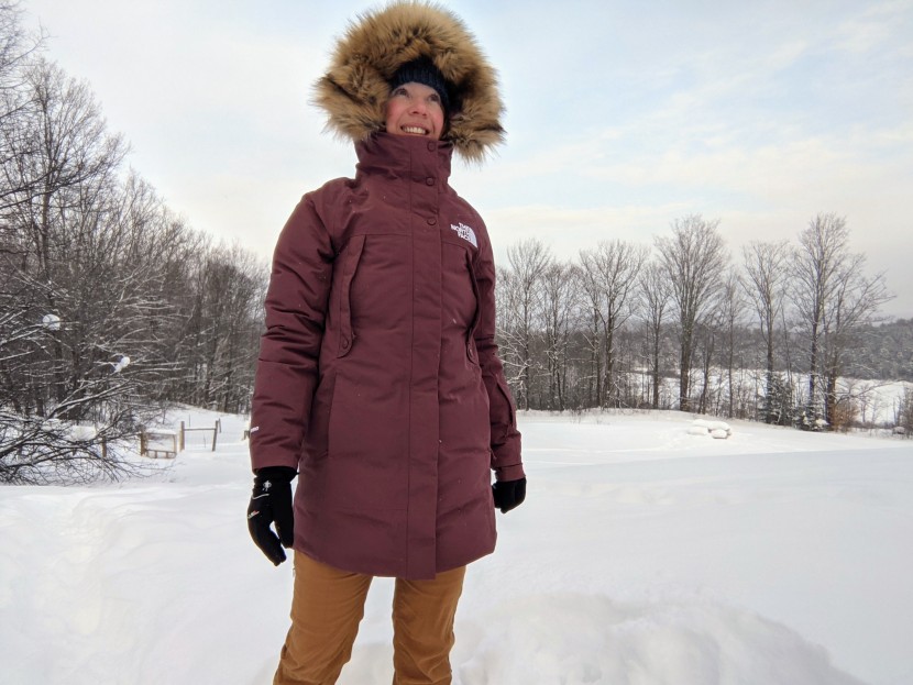 the north face outer boroughs parka for women - the tall collar is roomy enough to tuck our chin behind and catch a...