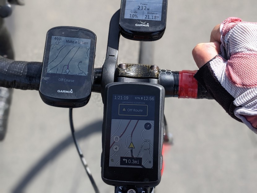 garmin edge 530 - the edge 530 (left) didn't handle rolling off course as smoothly as...