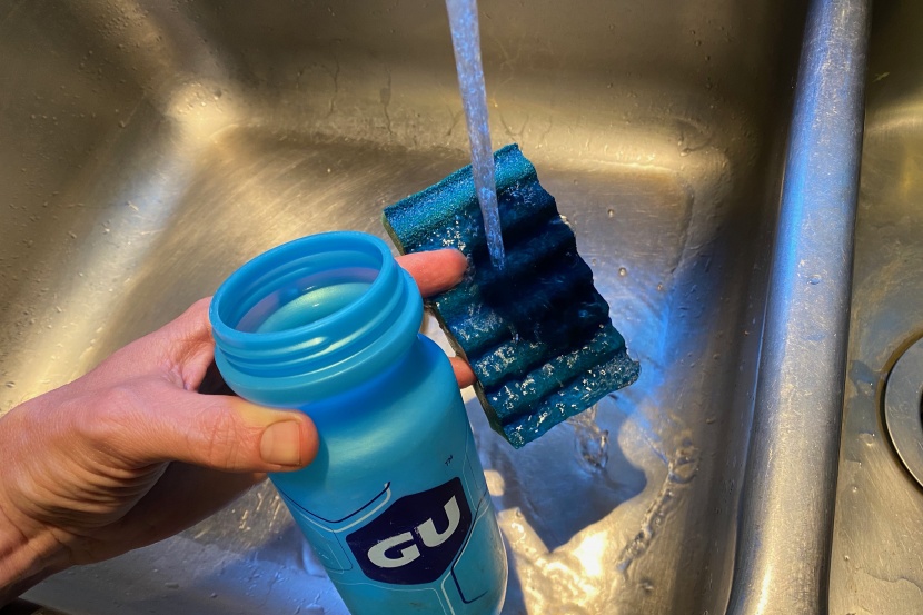 mountain bike hip pack - water bottles and their lids are inherently easy to clean and dry...