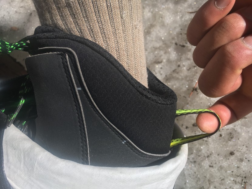 lowa alpine ice gtx - the inner boot is cut lower around the achilles for easier hiking...