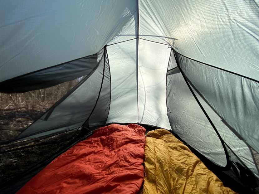 tarptent double rainbow - it's a tight fit for two in terms of width but the peak height...