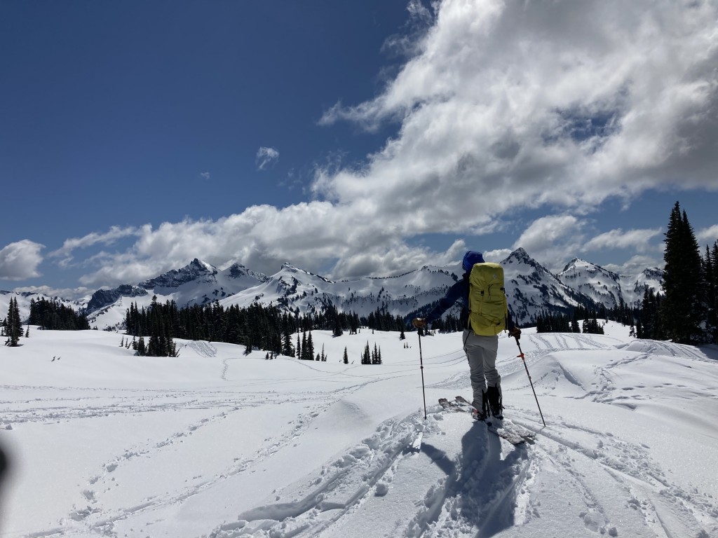 black diamond speed 40 - enjoying powder and sunshine on the lower flanks of mount rainier.