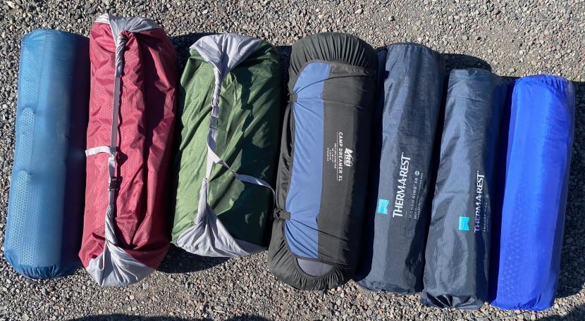 therm-a-rest luxury map - the luxury map (second from right) does not pack up much smaller...