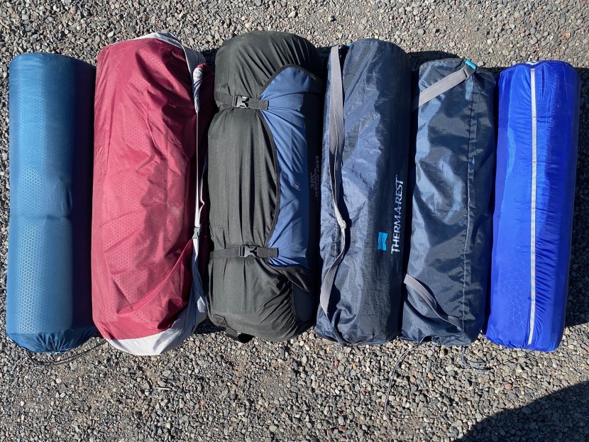 sea to summit comfort deluxe si - the comfort deluxe (far right) packs down to about the same size as...