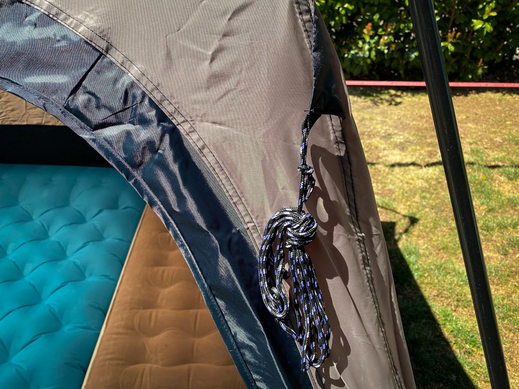 coleman 4-person cabin with instant setup - included guylines are of questionable quality.