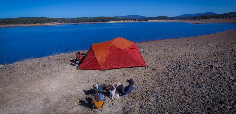 marmot halo 6 - staked and guy lined out, ready for whatever weather may come her way.