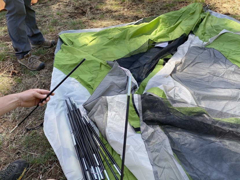 coleman sundome dome 4 - the string connecting the poles together snapped on our first setup...