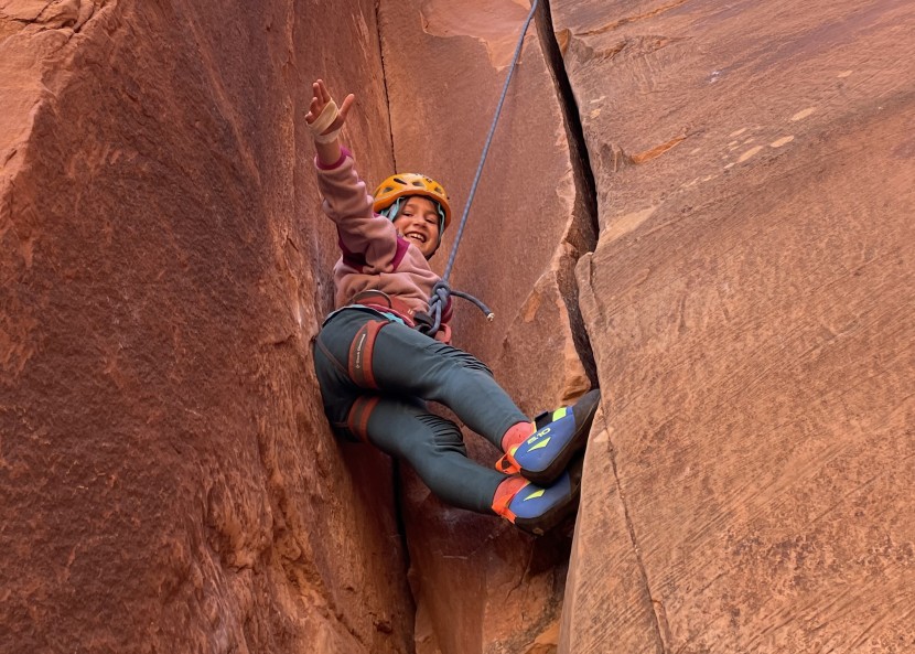five ten kirigami - our tester takes a no-hands rest in long's canyon