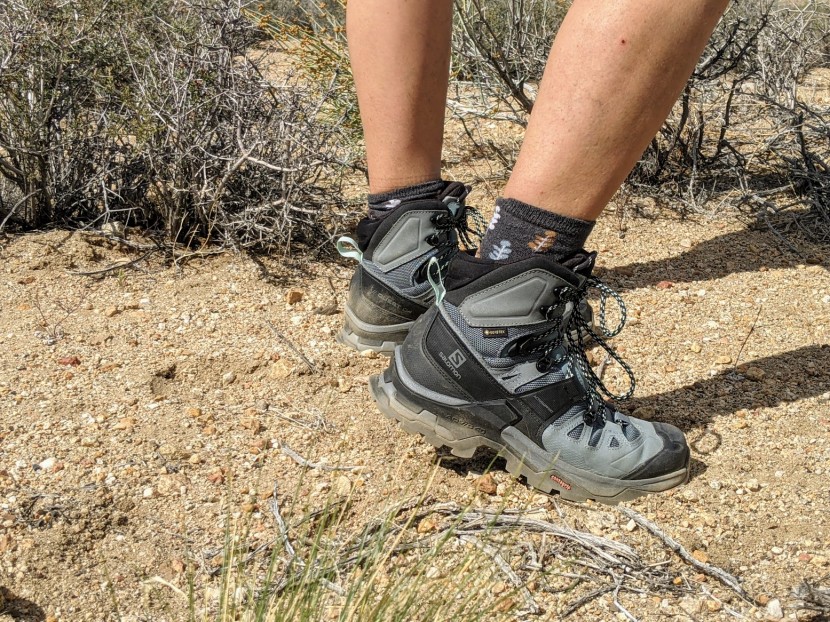 salomon quest 4 gore-tex for women - a side view shows the serious ankle stability and range of...
