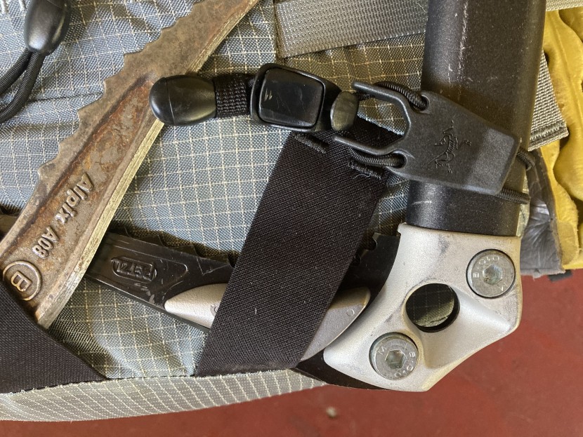 arc'teryx alpha ar 55 - the pick attachment has great sleeves and displays the durability of...