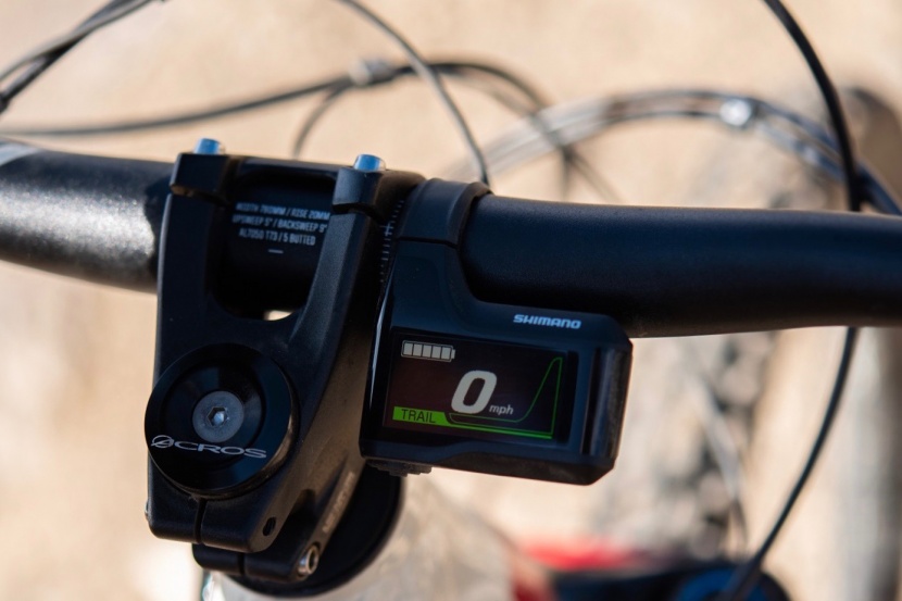 commencal meta power tr ride - the handlebar-mounted display is in a relatively safe spot next to...
