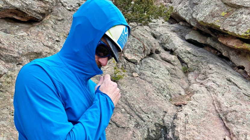 outdoor research astroman sun hoodie - the astroman's hood is helmet compatible, with a half zip that zips...