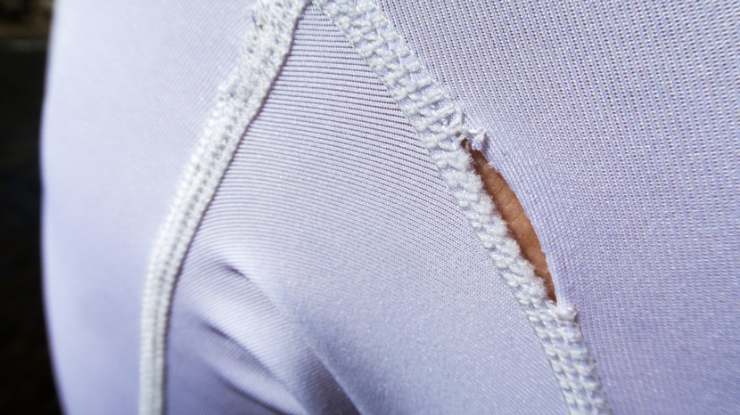 damage to the seams happened when putting on and taking off the...