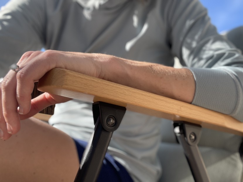 rei co-op outward low padded - solid wood armrests add support and classy looks to this low chair.