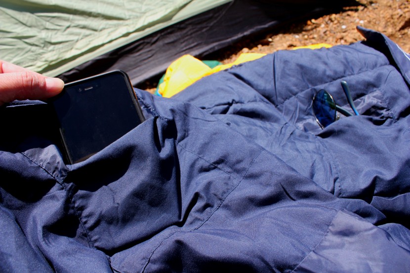 the north face dolomite one - we liked that both top quilts came with their own storage pocket.