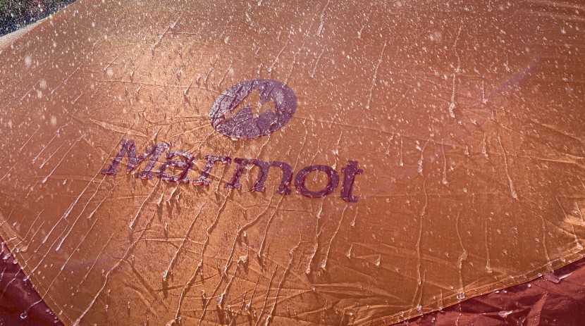 marmot halo 6 - a solidly designed rainfly doing its job.