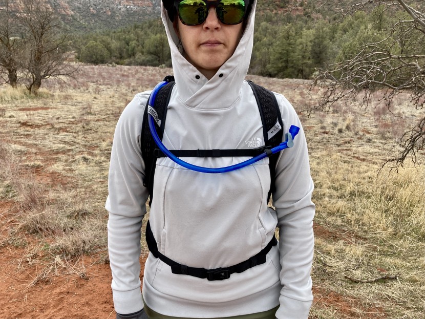 camelbak m.u.l.e. pro 14 - our female tester had issues with her left arm knocking the bite...