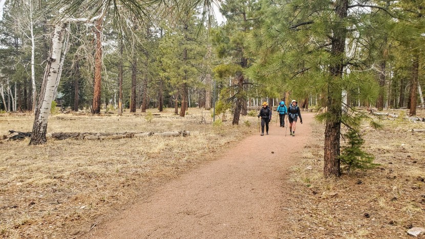 rei co-op bucket hat - a couple of bucket hats walk down the trail...
