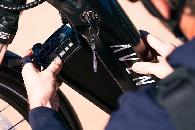 aventon level step-thru - the battery is well integrated into the frame's downtube, and it can...