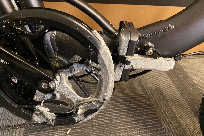 rattan folding electric bike - the residue from the spray foam is very difficult to remove. we even...