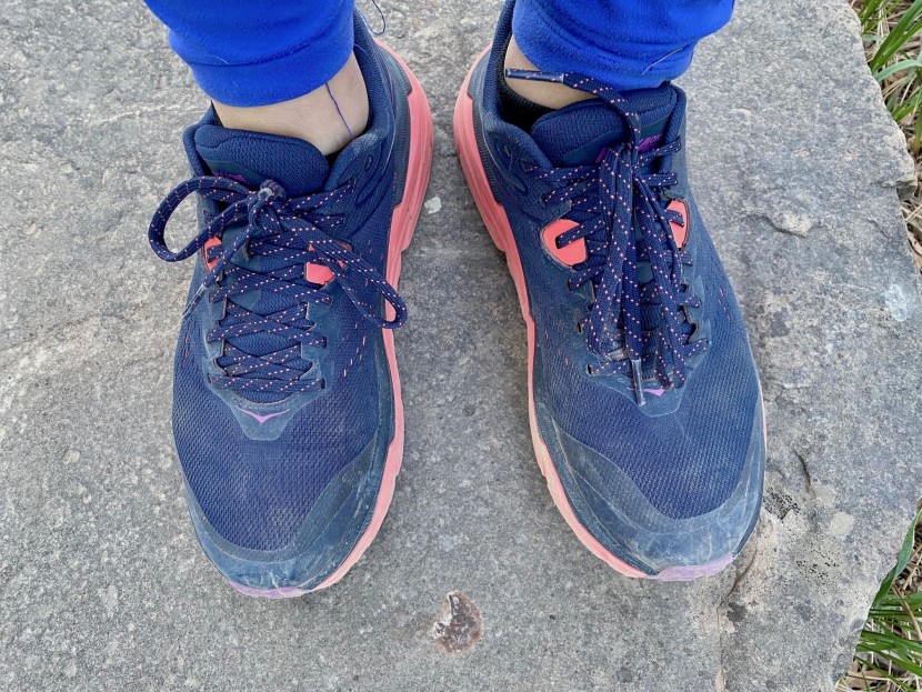 hoka challenger atr 6 for women - a look at the overall fit. true to size, with a tapering toe box...