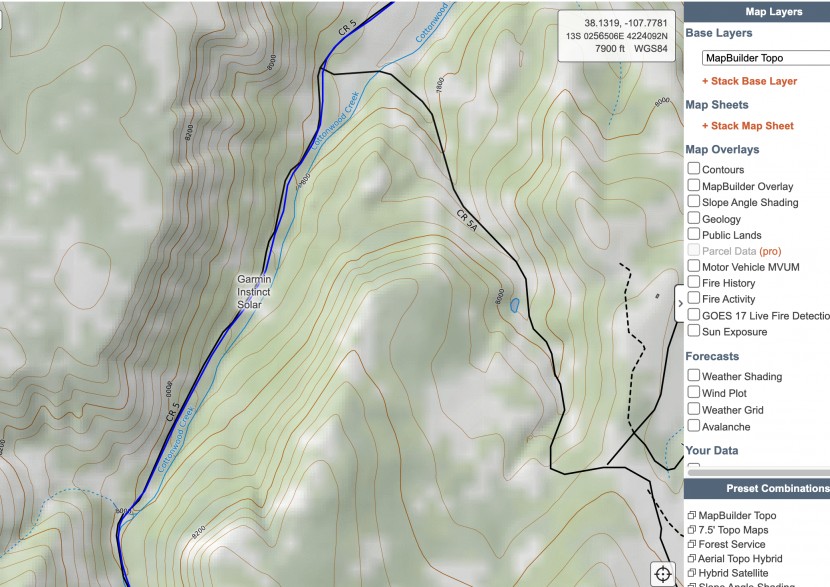 garmin instinct solar - a look at the gpx track of our bike ride (in blue). the line follows...