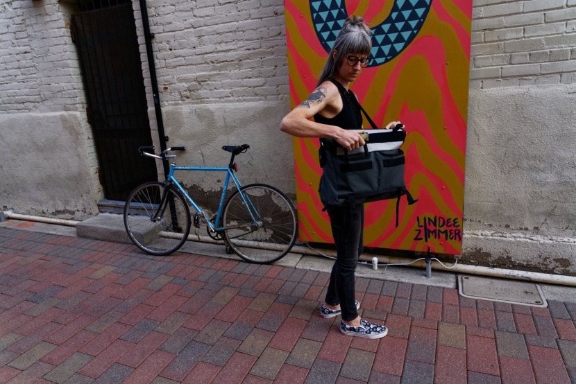 mission workshop monty - the two front cargo pockets are great for stashing a small u-lock...