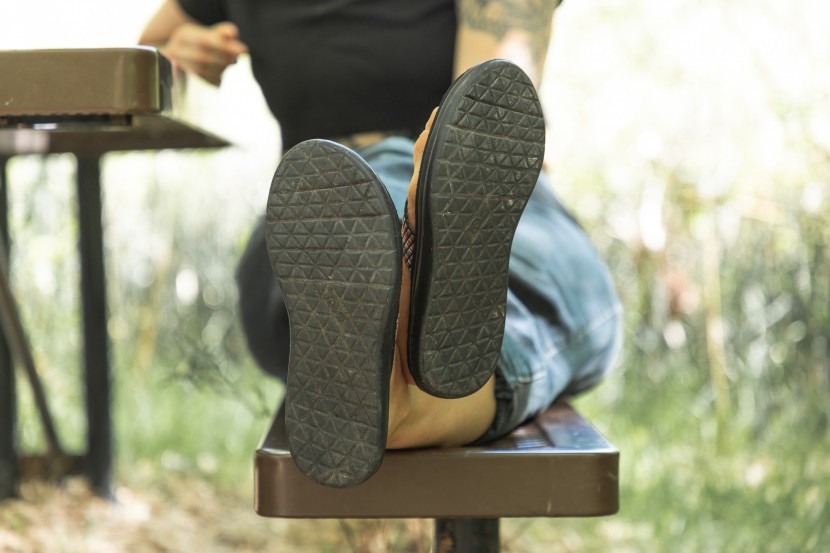 teva voya flip - the textured outsole offers some traction, but you won't want to be...