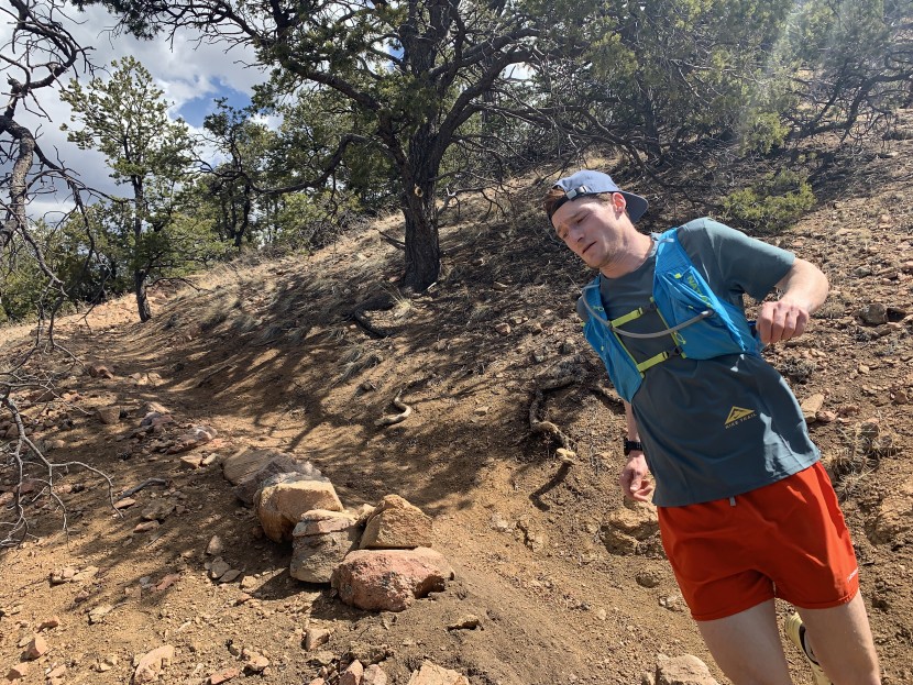 running shirt - by placing this reflective logo lower down on the shirt, it isn't...