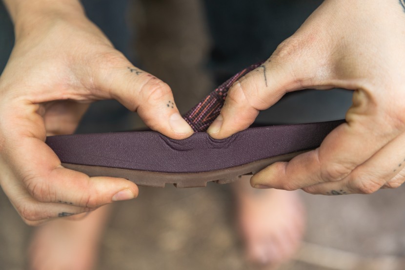 chaco lowdown flip - the footbed is both firm and flexible.