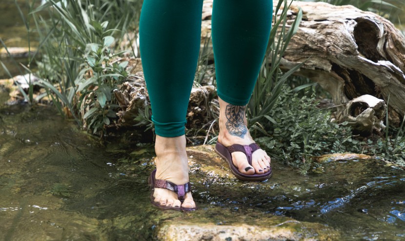 chaco lowdown flip - the footbed traction becomes compromised in the presence of water.