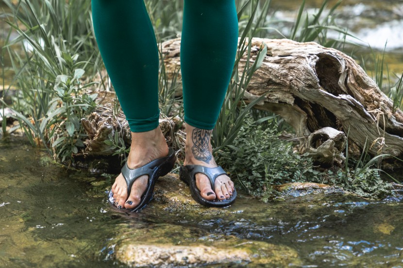 oofos ooriginal sport for women - not only are they comfortable, but they're waterproof too.