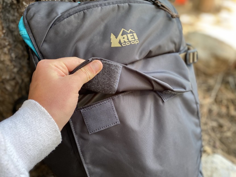 rei co-op junction pannier - the front exterior compartment was able to fit a laptop charging...