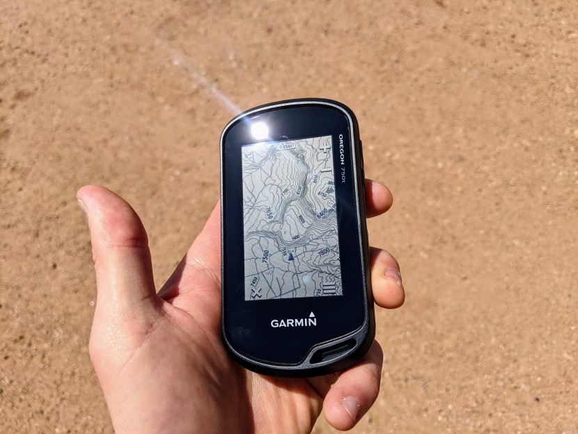 garmin oregon 750t - even in the bright desert sun, it is easy to see and navigate topo...