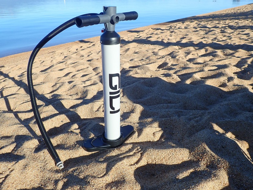 the dual stage pump, once assembled, makes inflation of the gili...