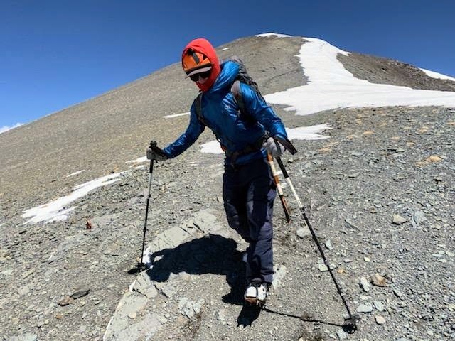 outdoor research helium wind hoodie - if you couldn't tell by our sideways stance, the billowing jacket...