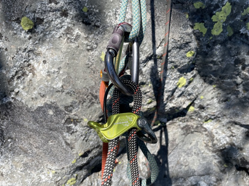 dmm pivot - the dmm pivot smoothly lowers climbers, shown here giving a backup...