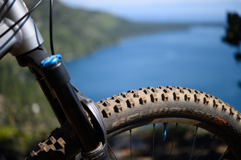 our test bike was rolling on schwalbe hans dampf tires front and...