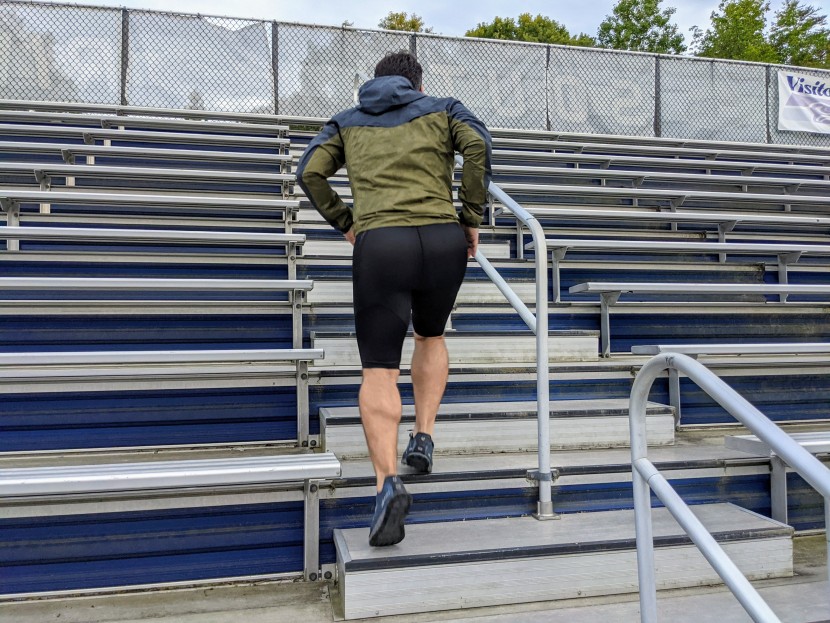 a lot of stairs were run while testing the bonatti's breathability.