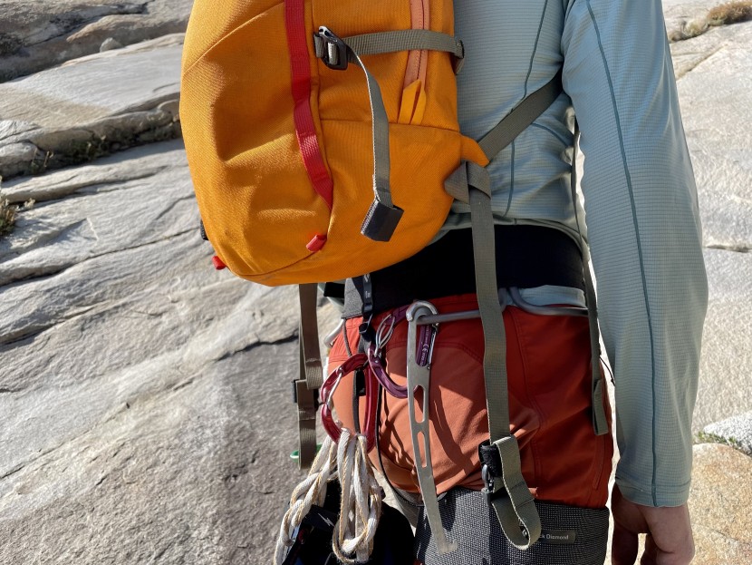 climbing backpack - ideally, the bottom of a climbing pack doesn't overlap with your...