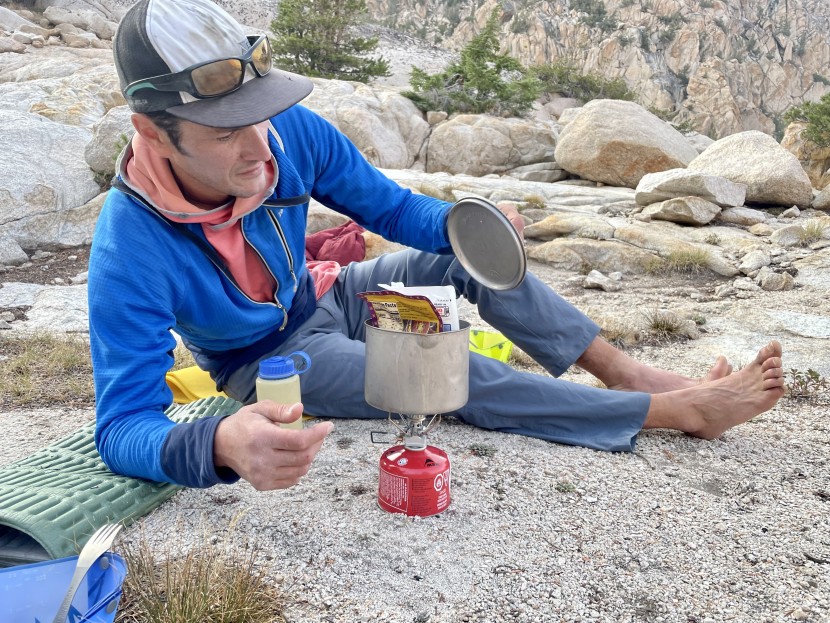 snow peak gigapower 2.0 - a watched pot never boils. this stove will, but it's a bit slower...