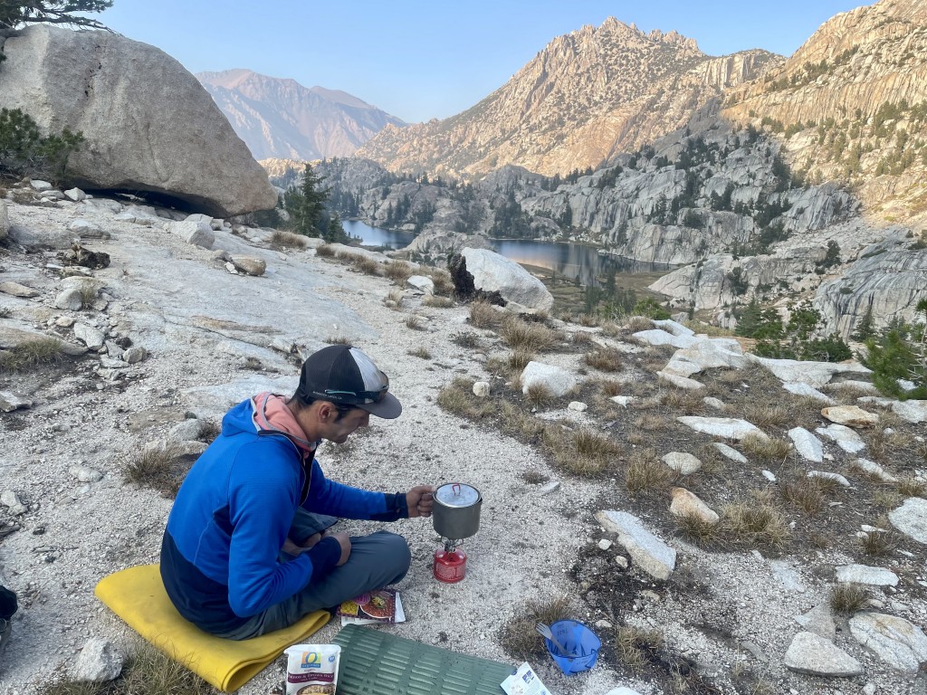 snow peak gigapower 2.0 - getting dinner started with the gigapower.