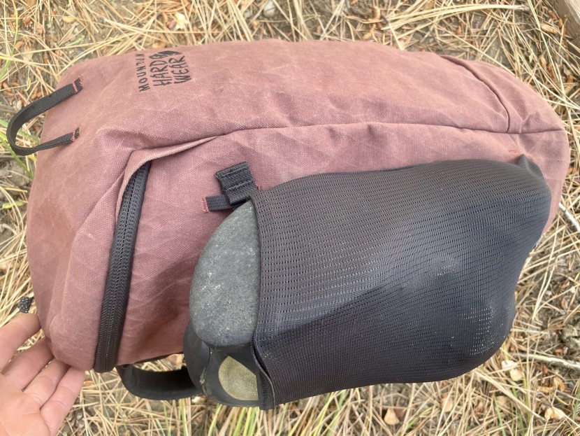 climbing backpack - this stretchy mesh pocket is perfect for carrying rock shoes on the...