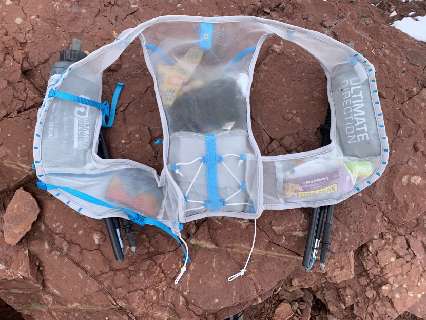 ultimate direction race vest 5.0 - the see through micro-mesh on the race vest 5.0 makes locating your...