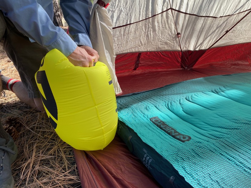 camping mattress - the included pump sack moves a lot of air fast, making inflation of...