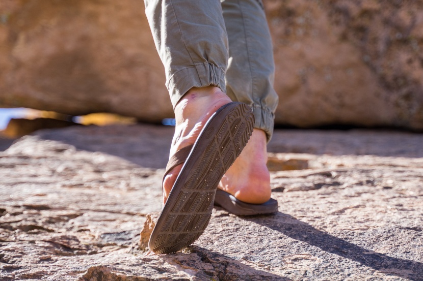 chaco classic leather flip - the traction is decent thanks to chaco's grippy, non-marking rubber...