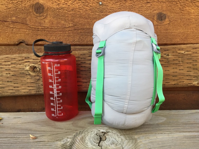 therm-a-rest hyperion 20 - the hyperion's packed size is tiny, as seen here next to a 1 liter...