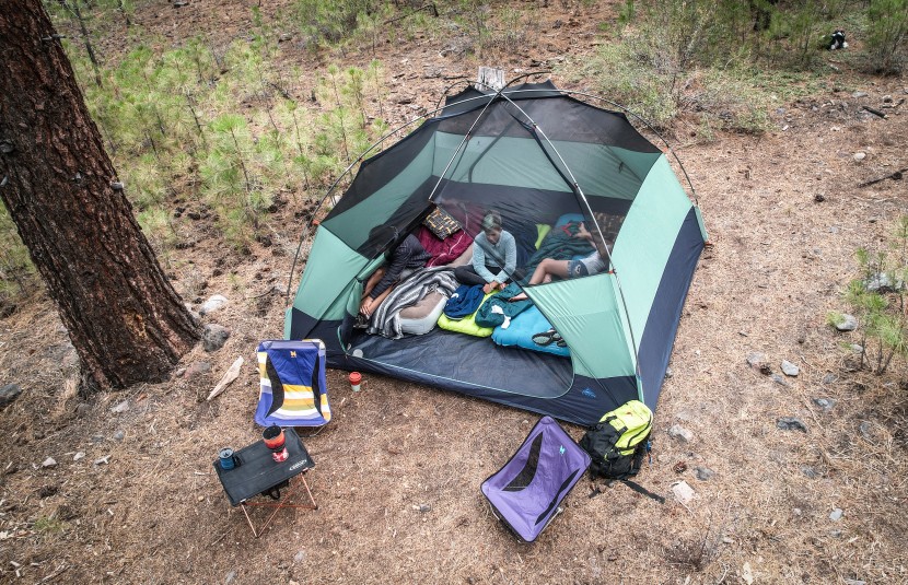 kelty wireless 6 - an aerial view of the space inside. this tent easily fits a twin and...