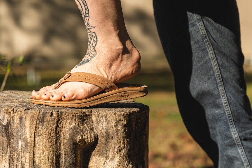 chaco classic leather flip for women - great for a casual stroll, but less optimal for technical hiking.