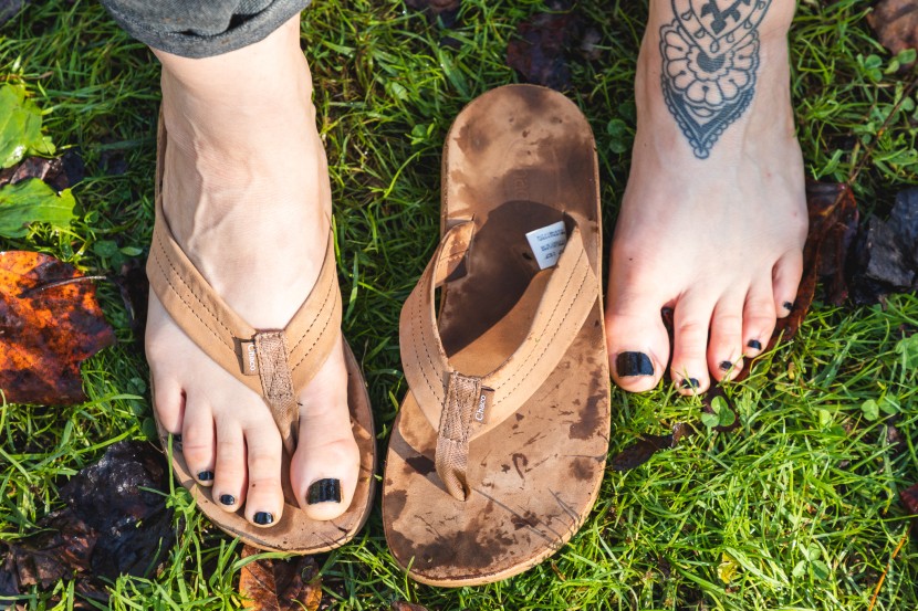 chaco classic leather flip for women - the footbed traction suffers when wet.